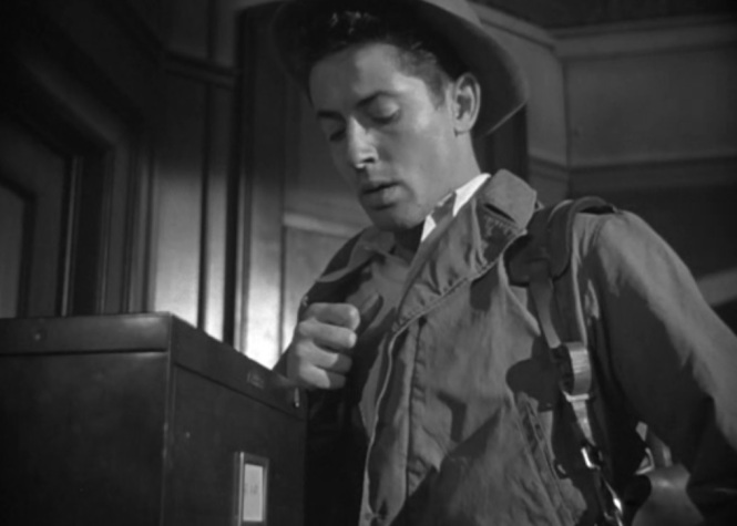 Side Street (1950) Postman Joe Norson (Farley Granger) temptation cash steal