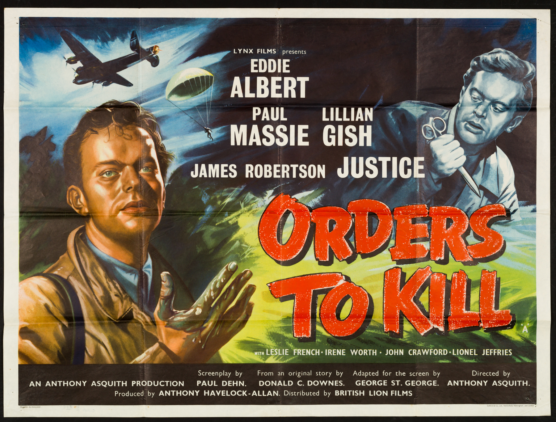 Orders to Kill (1958) Anthony asquith eddie albert paul massie WWII war movie poster