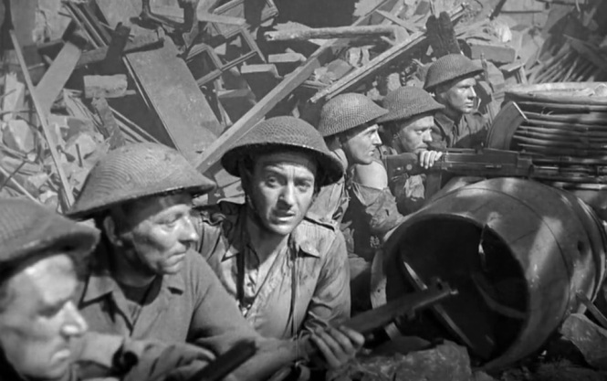 The Way Ahead (1944) David Niven carol reed ready for battle under fire attack