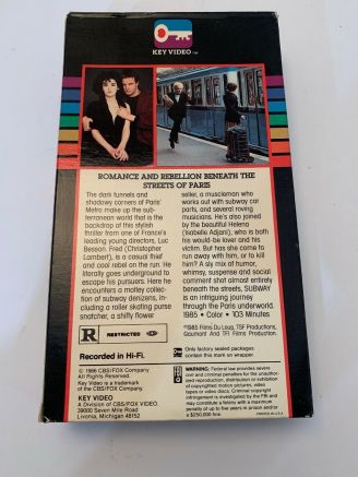 Subway (1985) Christopher Lambert Luc Besson VHS Cassette tape back cover