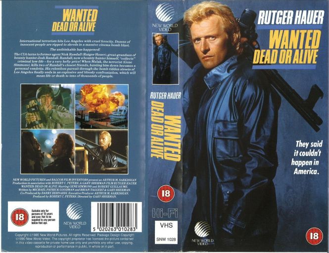 Wanted Dead or Alive (1986) Rutger Hauer Bounty Hunter VHS cassette cover video rental 80s action